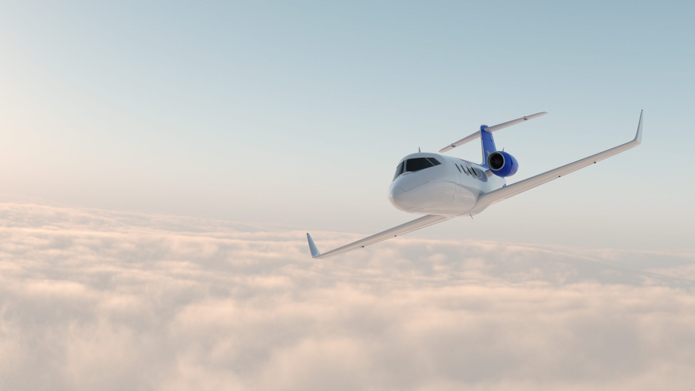 Corporate jet in the sky